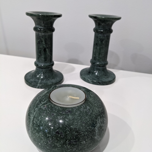 Vintage Accents Vintage Green Marble Candle Holders Poshmark